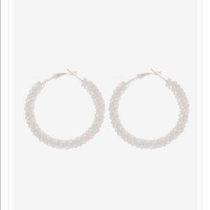 White beaded hoops